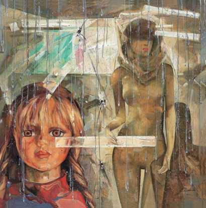 贾穹 2006年作 玻璃 雨 偶人系列